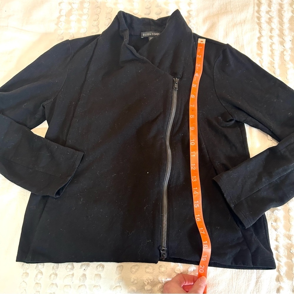 Eileen Fisher Women’s Black Tencel Fleece Moto Asymmetrical Zip Jacket Sz Xs - Picture 11 of 14